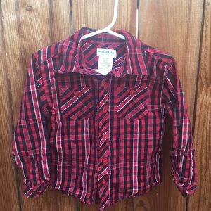 Boys red and black flannel shirt. EUC.